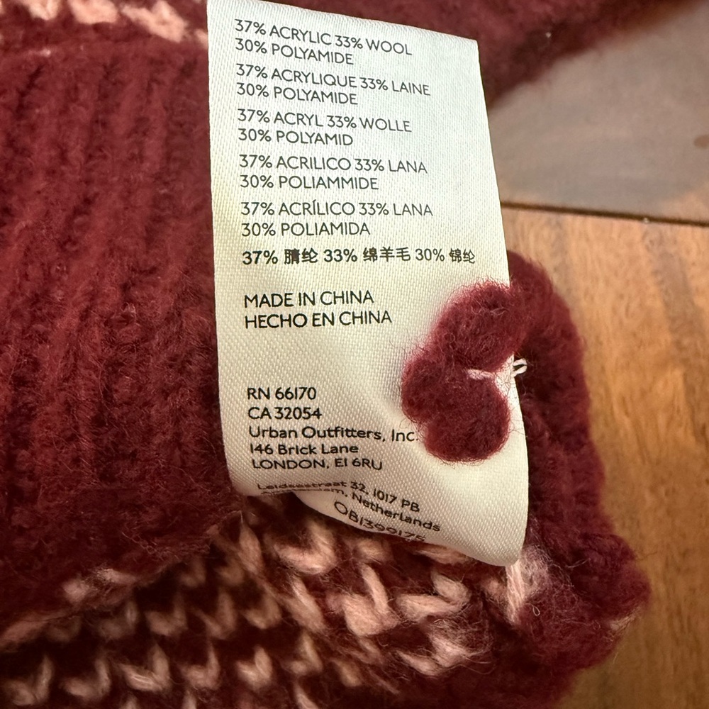 Anthropologie Maeve Pink and Burgundy Knit Sweater Argyle Diamond sz Small - Picture 6 of 7